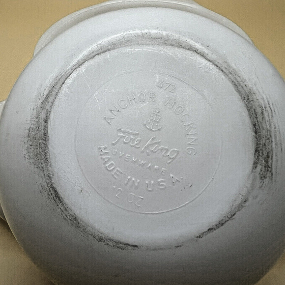 Two Vintage 12 oz Fire King Bowls ~ 1 Missing Paint and Glazing NO lids included - Picture 5 of 5